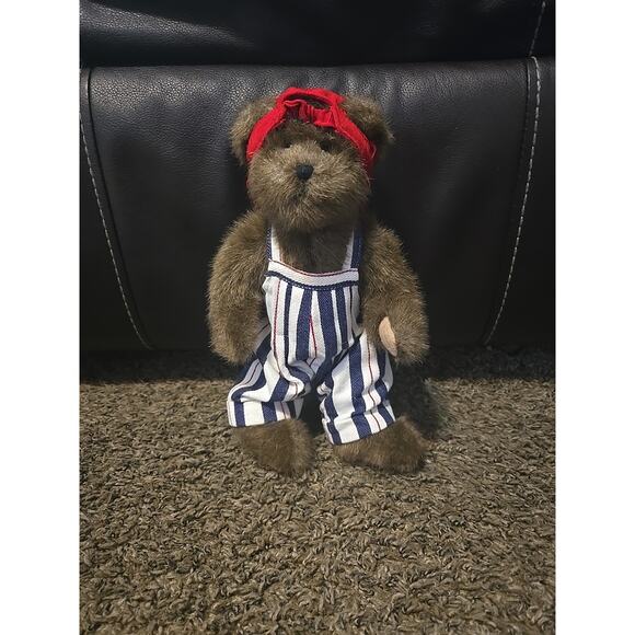 NOS Boyds Bears Tory 904734 Striped Overalls Red Cap Plush Bear - Picture 1 of 4